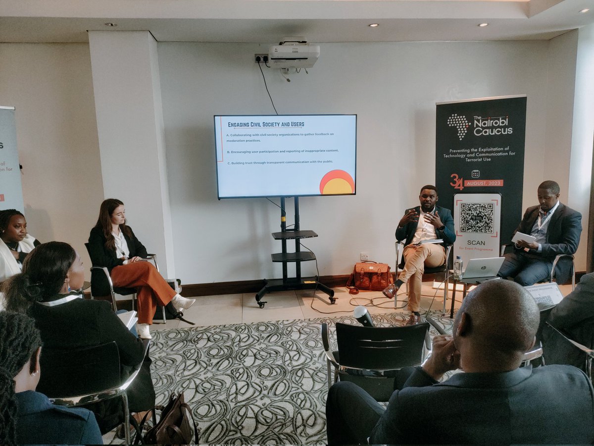KaranjaMuraya1's tweet photo. An engaging breakout session during #Nairobicaucuss convened by @NCTC_Kenya last week was online content moderation &amp; digital rights, moderated by @SOWEDKe glad to see @article19org @EpukaUgaidi @CTP_Kenya @CrimeWatch254 @UN_OCT @UN_Women @theGCERF @rightssecurity @globalcompact https://t.co/nFUvPFML0w