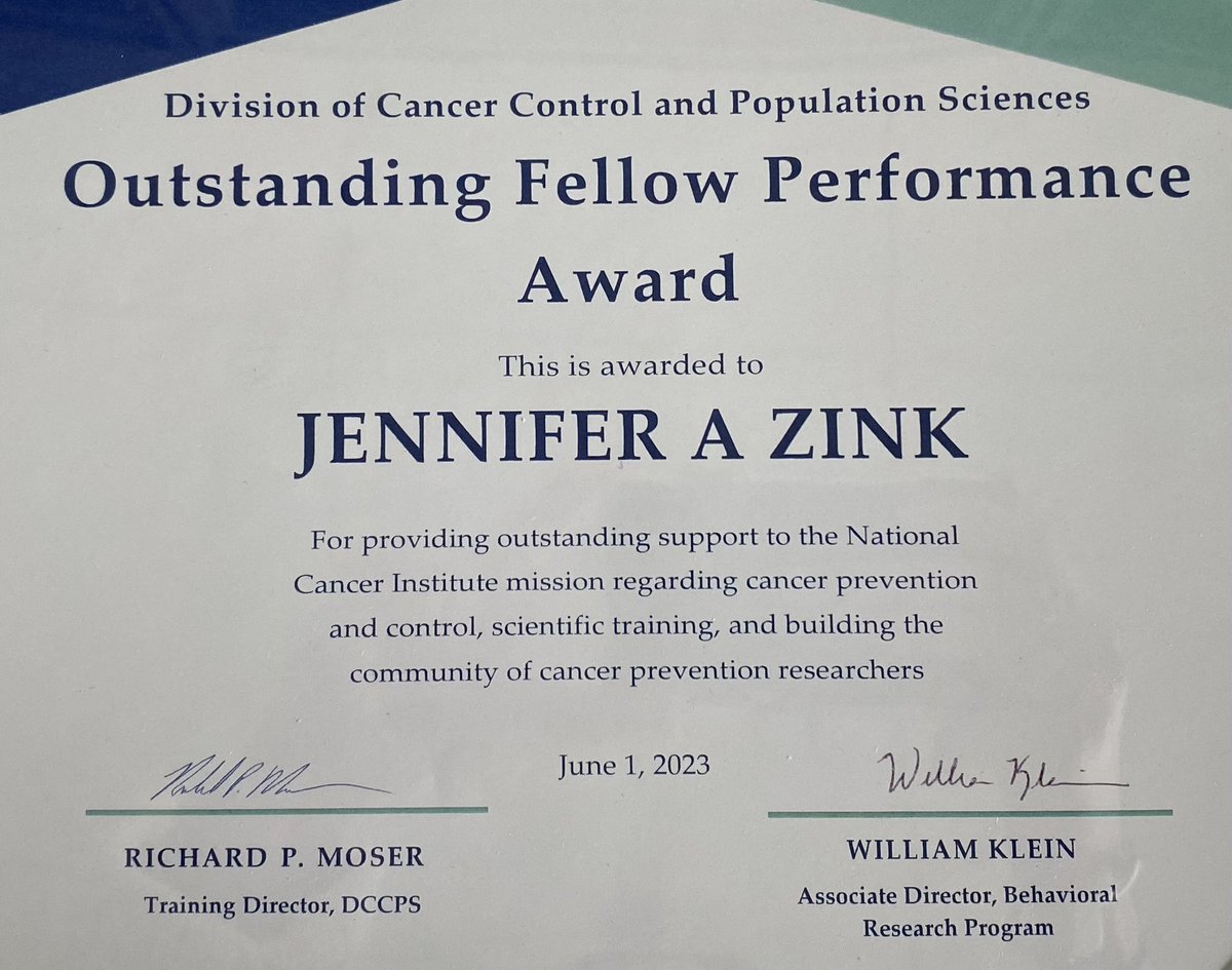 Thank you for this wonderful recognition! <a href="/NCICancerCtrl/">NCI Cancer Control</a> @NCIBehaviors 

I have enjoyed every moment of my fellowship so far and can’t wait to continue supporting the cancer prevention community 🤓