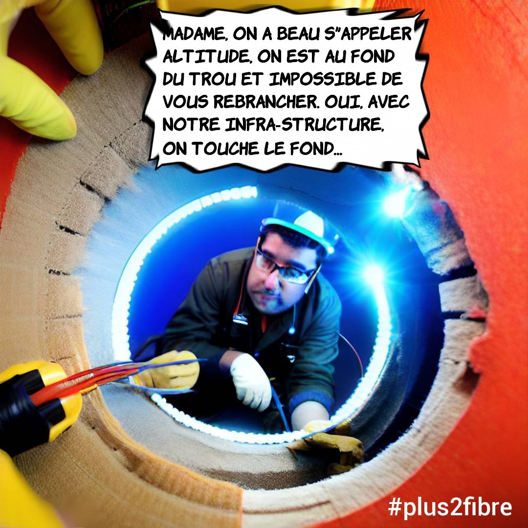 plus2fibre's tweet photo. 07/08/2023 : camionnette @altitude_infra dans la rue. La voisine a envie de se jeter au cou du technicien ! Mais la joie est de courte durée. Pas de gouttière, pas de fibre ! 
#trounormand  Dans la rue, avec ces pannes, on a le seum, on grimpe à l'échelle ! https://t.co/0zO4szUivR