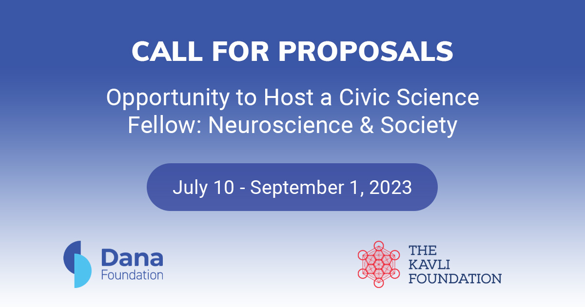 dana_fdn's tweet photo. Proposals are due September 1st for the opportunity to host a Civic Science Fellow. Fellows will explore the ethical and societal implications accompanying developments in #neuroscience. More info can be found here: https://t.co/uKwaH4KSpF https://t.co/1QzXW5DLDj