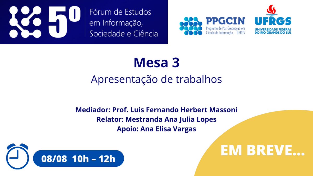 ppgcinufrgs's tweet photo. Programação do segundo dia de 5° FEISC!!
Confira programação completa em: https://t.co/nkIPA4qVZe
#5feisc #feisc #ppgcin #ufrgs #fabico https://t.co/hCx06l44dR