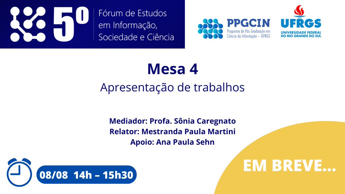 ppgcinufrgs's tweet photo. Programação do segundo dia de 5° FEISC!!
Confira programação completa em: https://t.co/nkIPA4qVZe
#5feisc #feisc #ppgcin #ufrgs #fabico https://t.co/hCx06l44dR