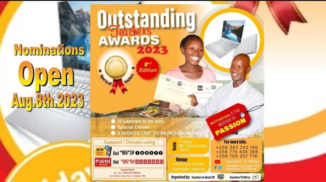 This is the online nomination form of the Outstanding Teachers Awards 2023.Click here 👉🏿
2023 Awards Call 👉🏿 youtu.be/6cr0ccabNBA

Teachers In Need-TIN
Teachers TV Africa
+256774426366 
#Awards #teachers #education