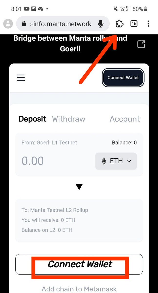 CryptoMalfoy_'s tweet photo. 🔔 Exciting news from @Mises001 team & our friends at @MantaNetwork

👉 A new project backed by BinanceLabs.

📓 I'll giving you a guide to join the Manta Testnet using the @Mises001 browser.

💻 This is a golden opportunity, don't miss it guys.

🔸 STEP 1:

Go to 👉 https://t.co/rAcpY1EdZt using your trusty @Mises001 browser🌐

🔸 STEP 2:

🦊 On the homepage, click "Get Started" and "Add Chain"🔗 Ensure you're utilizing the Metamask Wallet Extension in @Mises001 browser.

🔸 STEP 3:

🆓 Click "Request Faucet Manta & Goerli", to request some free test tokens.

🔸 STEP 4:

🔐 After completing the chain addition & faucet request, return to the site, and connect your Metamask Wallet.

🔸 STEP 5:

🌉 Now, bridge from Goerli L1 to Manta Testnet L2 Rollup.

🔄 Stay patient while your transaction gets processed.

🔸 STEP 6:

🎯 Finally, after bridging from Goerli L1 to Manta L2 Rollup, bridge back from Manta L2 Rollup to Goerli L1.

✅ You've now completed the cycle!

🤝 Come join us in pushing the boundaries of crypto technology with @Mises001 and @MantaNetwork !

💥 This is the future - you'll want to be part of it.

Follow the pictures step by step ⬇️