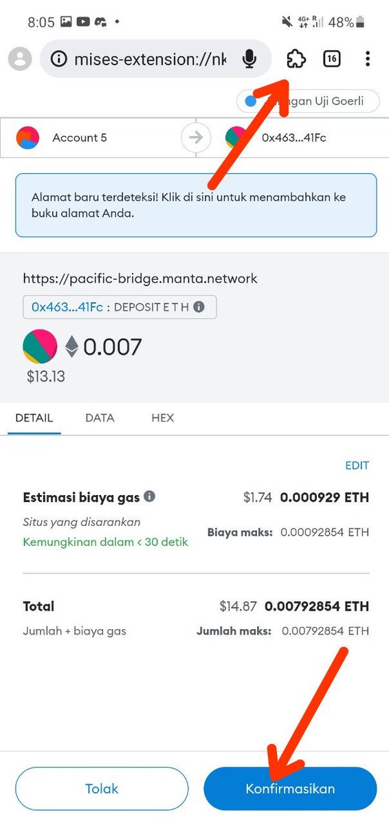 CryptoMalfoy_'s tweet photo. 🔔 Exciting news from @Mises001 team & our friends at @MantaNetwork

👉 A new project backed by BinanceLabs.

📓 I'll giving you a guide to join the Manta Testnet using the @Mises001 browser.

💻 This is a golden opportunity, don't miss it guys.

🔸 STEP 1:

Go to 👉 https://t.co/rAcpY1EdZt using your trusty @Mises001 browser🌐

🔸 STEP 2:

🦊 On the homepage, click "Get Started" and "Add Chain"🔗 Ensure you're utilizing the Metamask Wallet Extension in @Mises001 browser.

🔸 STEP 3:

🆓 Click "Request Faucet Manta & Goerli", to request some free test tokens.

🔸 STEP 4:

🔐 After completing the chain addition & faucet request, return to the site, and connect your Metamask Wallet.

🔸 STEP 5:

🌉 Now, bridge from Goerli L1 to Manta Testnet L2 Rollup.

🔄 Stay patient while your transaction gets processed.

🔸 STEP 6:

🎯 Finally, after bridging from Goerli L1 to Manta L2 Rollup, bridge back from Manta L2 Rollup to Goerli L1.

✅ You've now completed the cycle!

🤝 Come join us in pushing the boundaries of crypto technology with @Mises001 and @MantaNetwork !

💥 This is the future - you'll want to be part of it.

Follow the pictures step by step ⬇️
