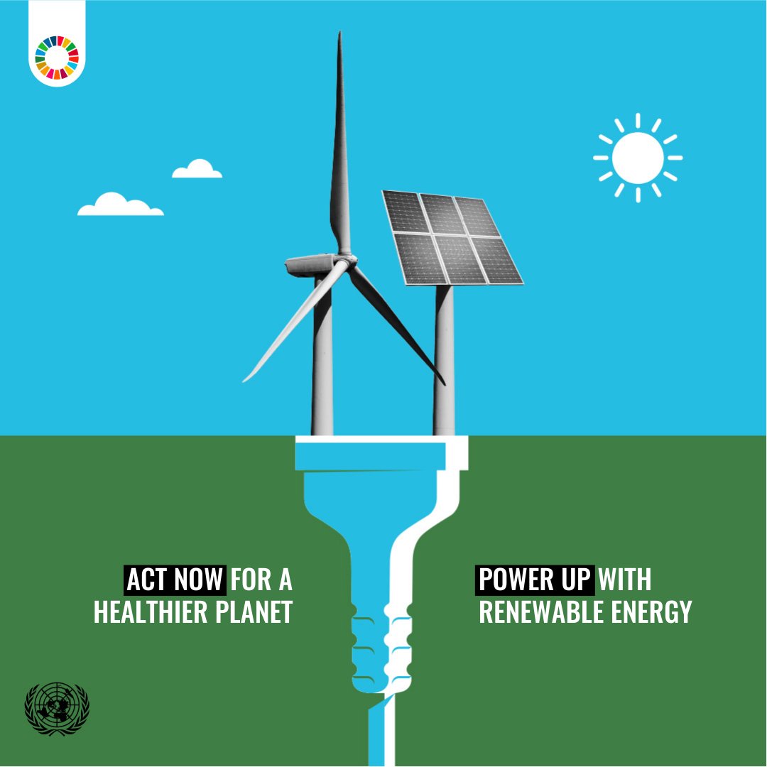 Renewable energy is key for a healthier planet and a better future for all.

2023 is the year for breakthrough #ClimateAction and greater efforts to achieve the #GlobalGoals.

More: un.org/sustainabledev…