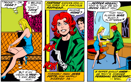 MarvelADay's tweet photo. #MarvelADay #IM49 Interlude: Pepper Hogan shows up and has a chat with Marianne, who gets convinced to join Tony if she feels he's in danger. - VA https://t.co/VHJUZR82TI
