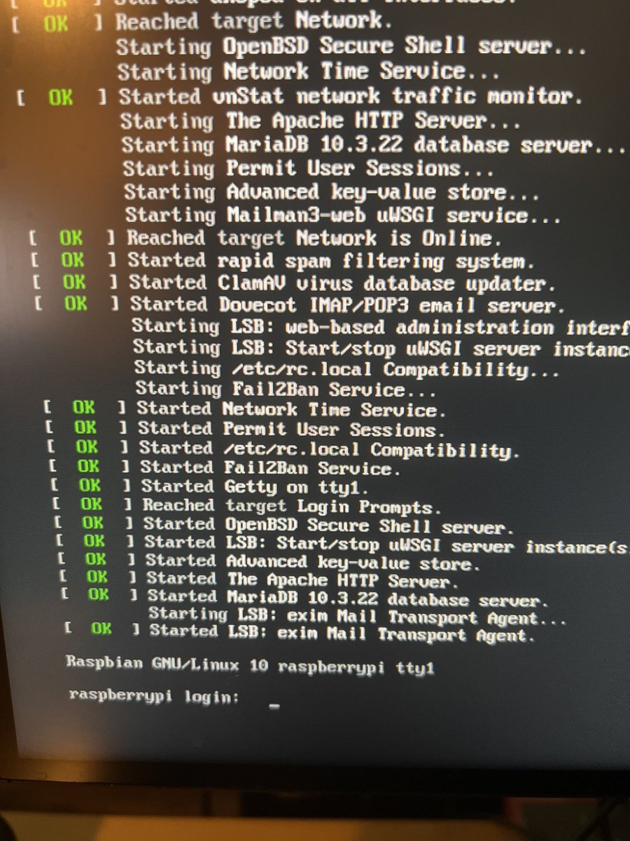 emailmp's tweet image. The solution to you #piserver kernel panic attack? Don’t panic. 

dd Image sd card. dd Burn image onto new card. Either have 2 exact same or be prepared to use larger sd. 

Total down time 72 hours. 

We have prompt. 🥳😎🔥

Who’s an #email rockstar now ?