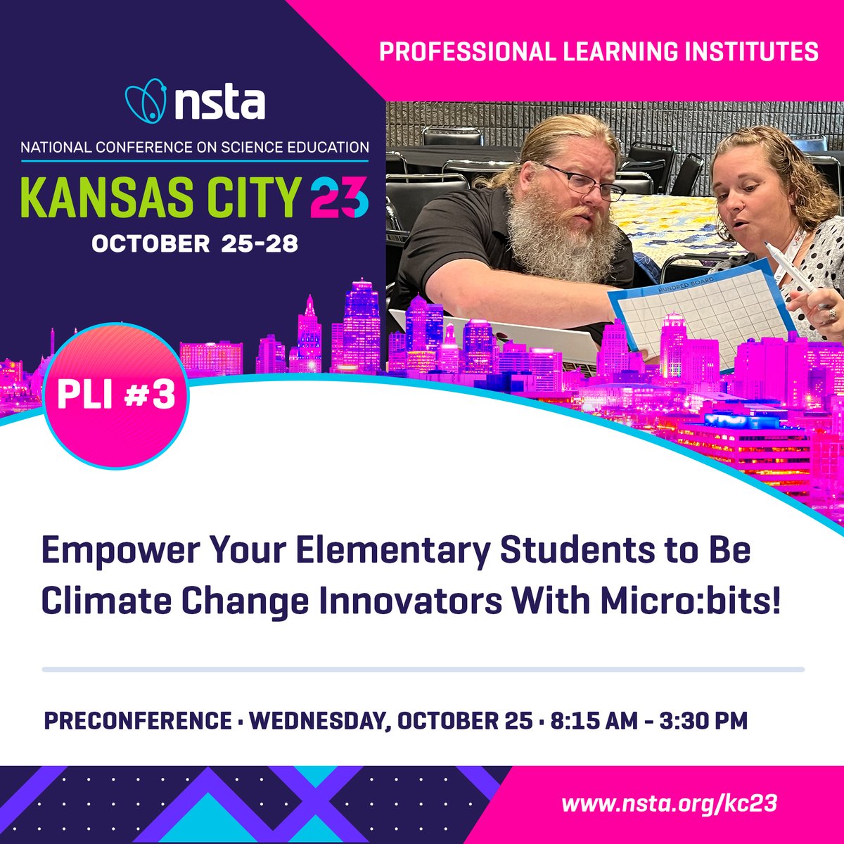 Don't miss out on this fall's #NSTA23 KC professional learning institute hosted by #AmazonFutureEngineer! Led by @BootUpPD & #NSTA, elem #teachers will learn #compsci basics & how to use micro:bits to create #climatechange solutions:tinyurl.com/47txfkb9
