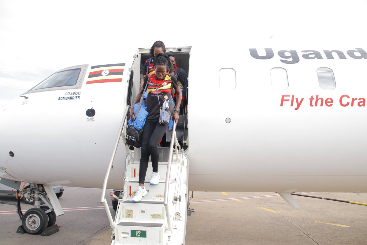 UG_Airlines's tweet photo. The heroic @shecranes256 are back home🎉
Thank you for making #Uganda shine at the #NWC2023 
#FlyUgandaAirlines https://t.co/bP7lzwef96
