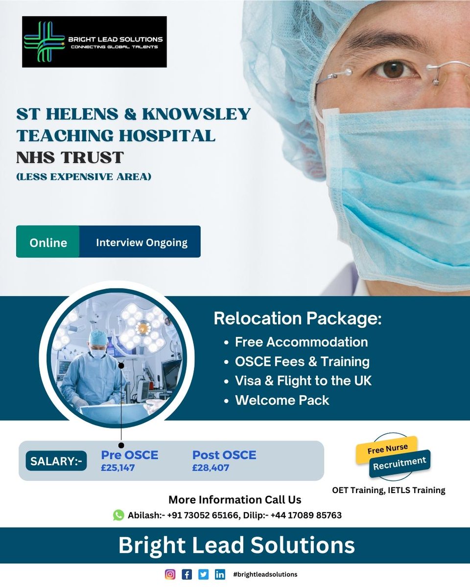 Brightleadsolut's tweet photo. 💼Recruiting #Nurses For St Helens &amp; Knowsley Teaching Hospital NHS Trust💼

Salary package range:- £25,147  - £28,407

𝕮𝖚𝖘𝖙𝖔𝖒𝖊𝖗 𝖆𝖇𝖔𝖚𝖙 𝖔𝖚𝖗 𝖘𝖊𝖗𝖛𝖎𝖈𝖊:- https://t.co/l0gmmLpbIx

For more information, please comment

#midwifes #nhsjob #BLS https://t.co/cSOl2eK0N8