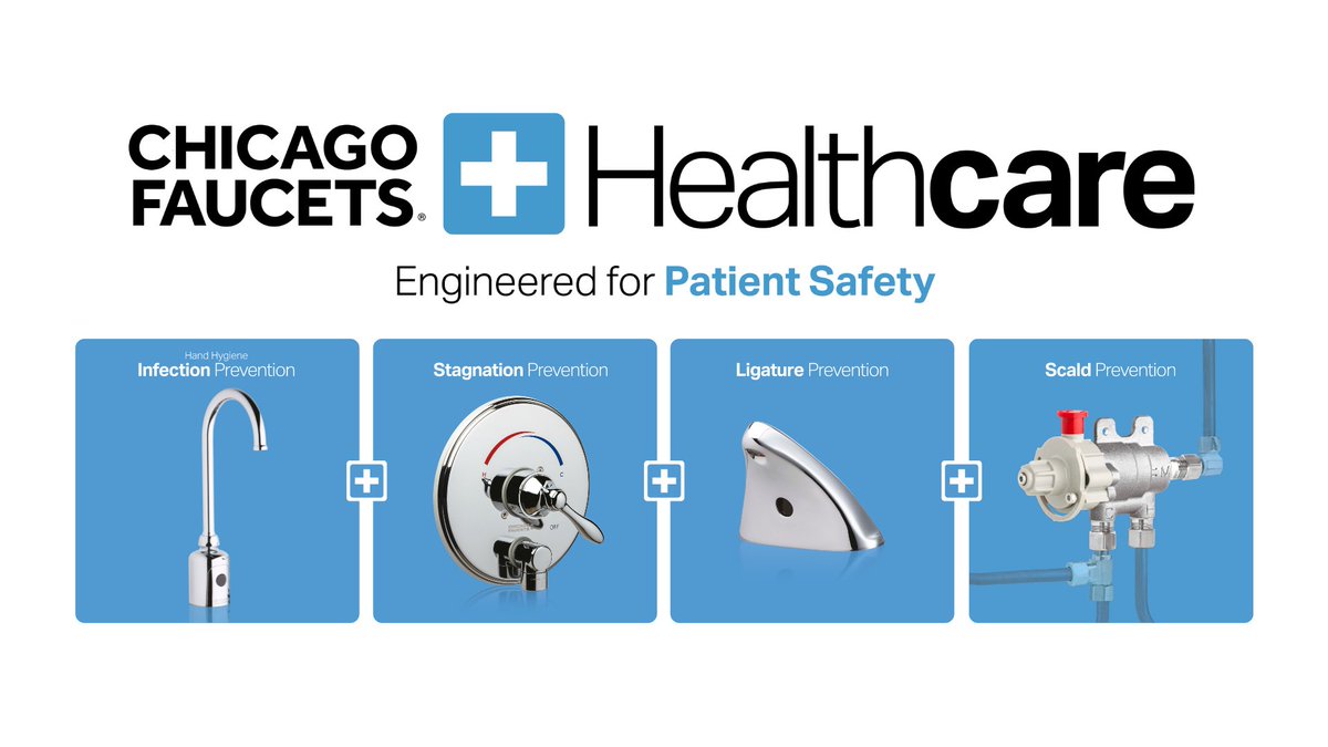 #ASHEAnnual is today and tomorrow! Stop by Booth 528 to see our Chicago Faucets + Healthcare line, which features products engineered for patient safety. Here's a sneak peak at our +Healthcare products: bit.ly/3Q8TGXF #ASHE #ASHE2023 #patientcare #patientsafety