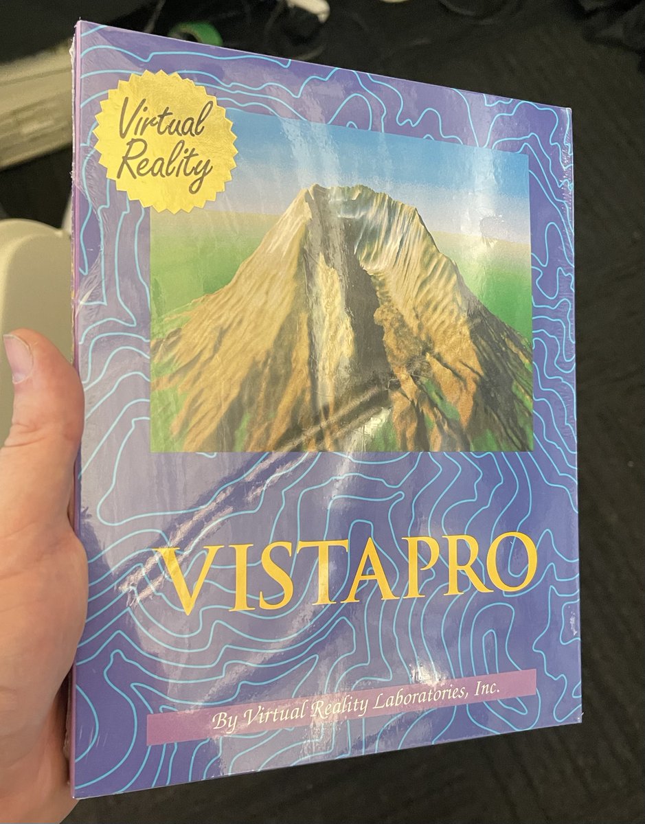 PhilBennett3D's tweet photo. Bought a sealed copy of Vista Pro 1.0 at #VCFWest for old time's sake. Used to love messing around with it. https://t.co/Lbatxq4UHy