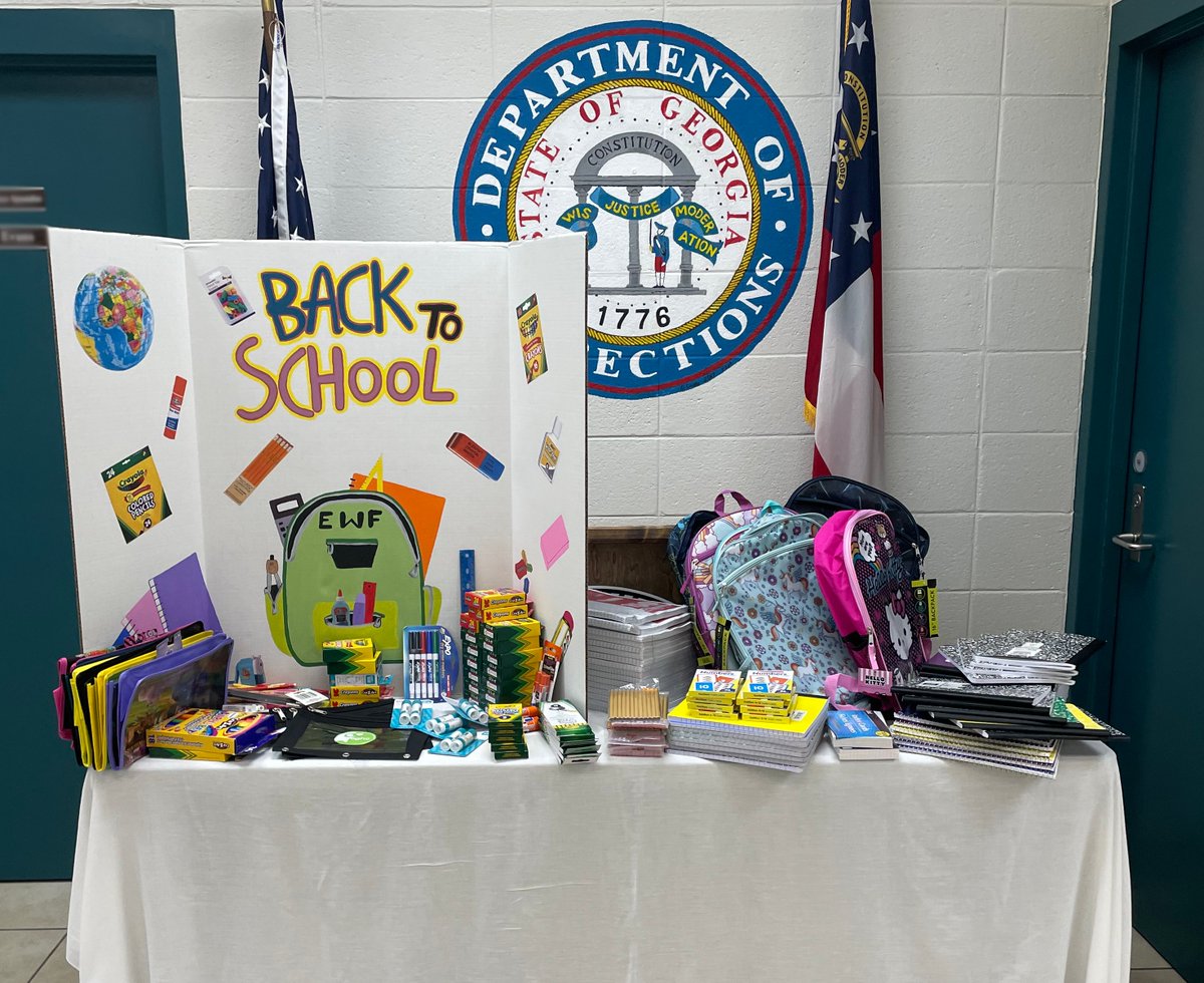 GA_Corrections's tweet photo. As schools around the state are heading back to class, we would like to give a huge shout-out to our facilities that held back to school drives. These supply drives assisted the local communities and staff in ensuring that school-aged children would have the necessities they needed to start the year off right!