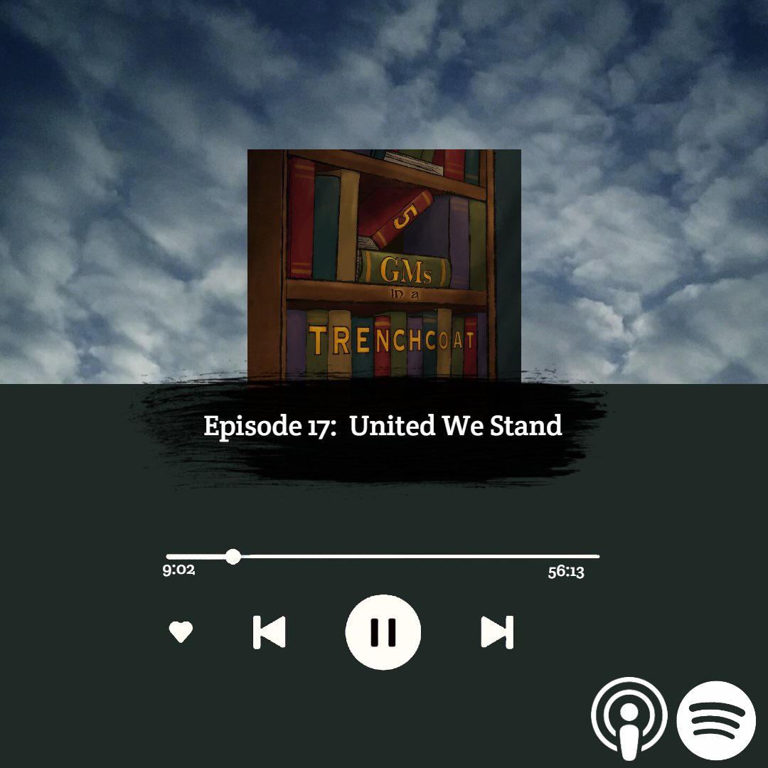 5GMsOfficial's tweet image. Good Monday, new episode! No, the title isn’t alluding to anything at all, I don’t know what you’re saying 👀 
This episode may or may not be about bringing a group together

•

Find where to listen here: linktr.ee/5gmsinatrenchc…

•

#ttrpgactualplay #actualplaypodcast #fatecore