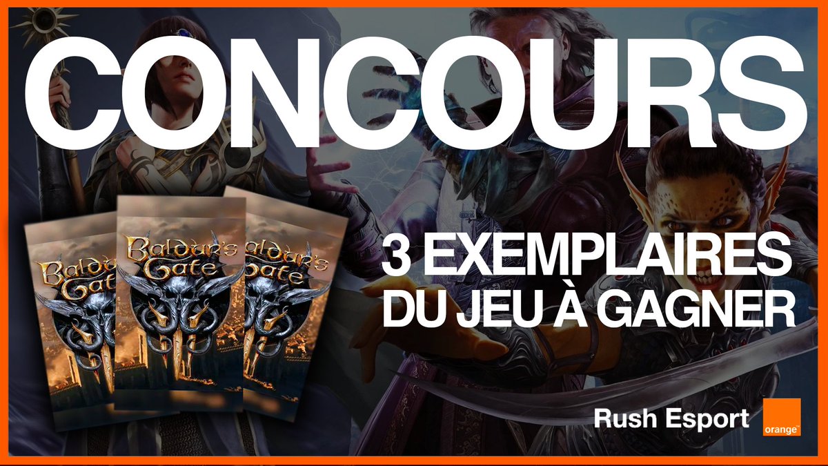 On vous offre 3 exemplaires (PC) du nouveau @BaldursGate3 ! 👇

Pour participer :
1️⃣ Follow <a href="/RushEsport/">Rush Esport</a>
2️⃣ Retweet
3️⃣ Mentionne le/la poto avec qui tu comptes saigner ce chef d'oeuvre ! 👀

TAS 11/08