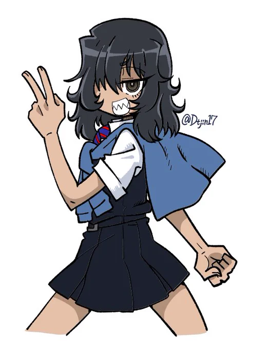 わっるい笑顔メカクレ安藤くん #おきらくがき