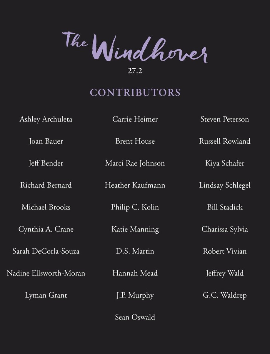 WindhoverMag's tweet photo. As promised, here’s the list of our 28 contributors for the forthcoming issue! #litmag #publishing https://t.co/gZT7uyi5Tb