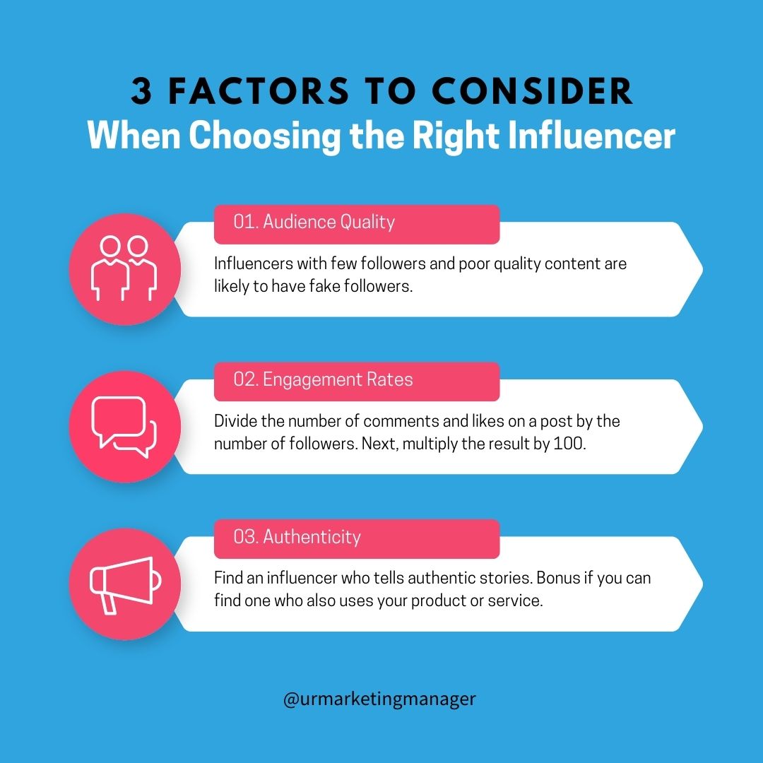 Unlock the Power of Influencers! 🔍 Here are 3 Key Factors to Consider When Choosing the Right Influencer for Your Brand. 
#InfluencerMarketing #InfluencerCollaboration #BrandPartnerships #InfluencerSelection #SocialMediaInfluencers #InfluencerEngagement #InfluencerCampaigns