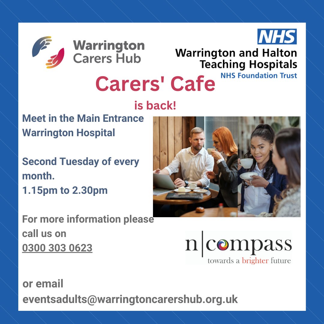 Join us tomorrow for the Carers Café for a chat and a catch up! 🧋🧑‍🤝‍🧑