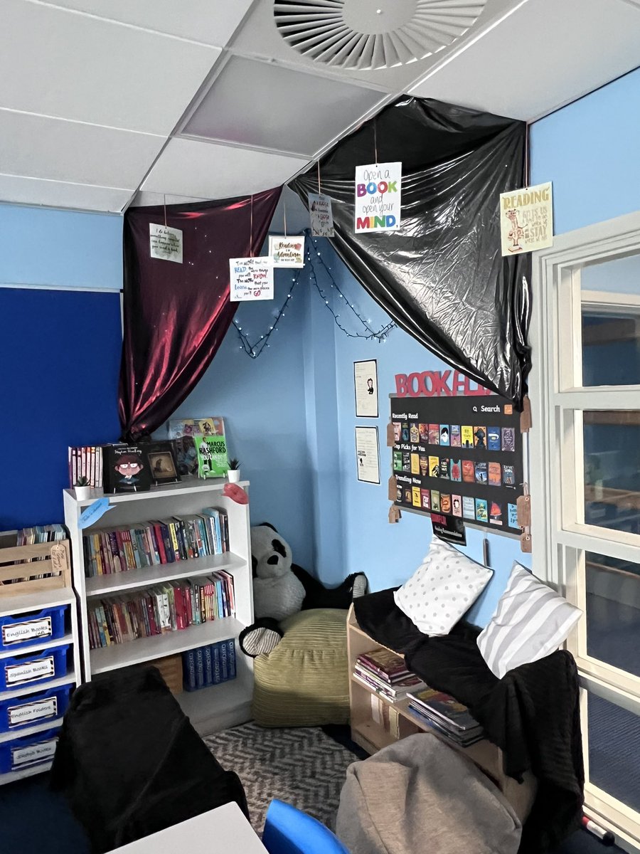 Book corner complete ✅ Interestingly, I’m one of the few that have a “book corner” in their classrooms at my school, but I found my children last year used it so much and I really enjoyed having a ‘chill’ space for children to go to if they need a minute #bookcorner #reading