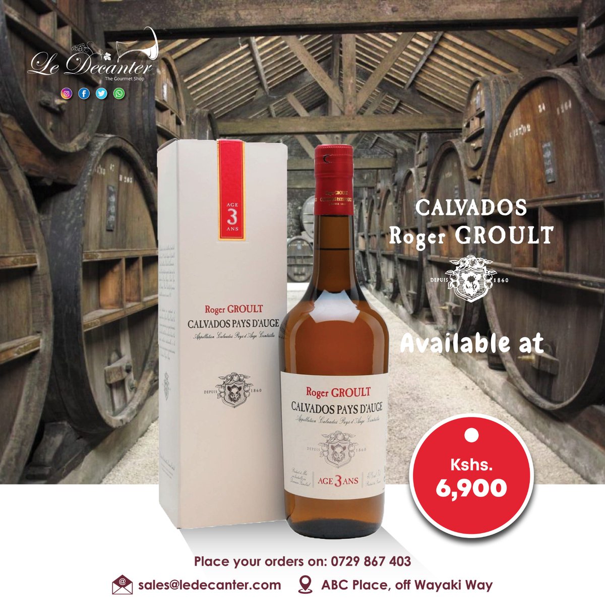 Calvados is an apple brandy distilled from cider made from apples and pears grown in the orchards of north-western France. Available at our shop for only 6,900/= To order kindly call us on 0729867403 Email: sales@ledecanter.com #ledecanter #ledecanterspirits