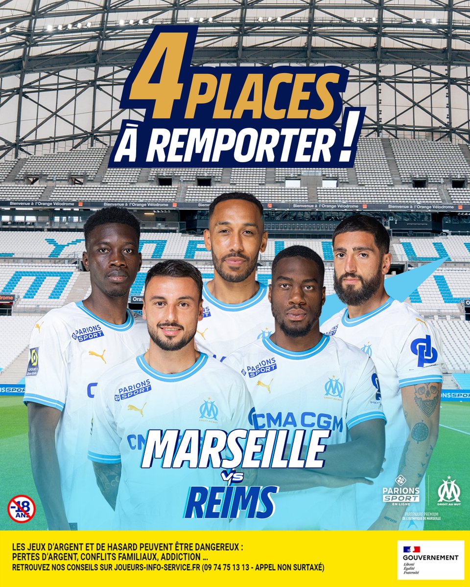 ParionsSport_EL's tweet image. 🔵⚪Pour le 1er match du championnat de @OM_Officiel à l'Orange Vélodrome, on vous régale avec 2x2 places à remporter 🔥

Pour tenter votre chance : 
RT + Follow @ParionsSport 

TAS jeudi.