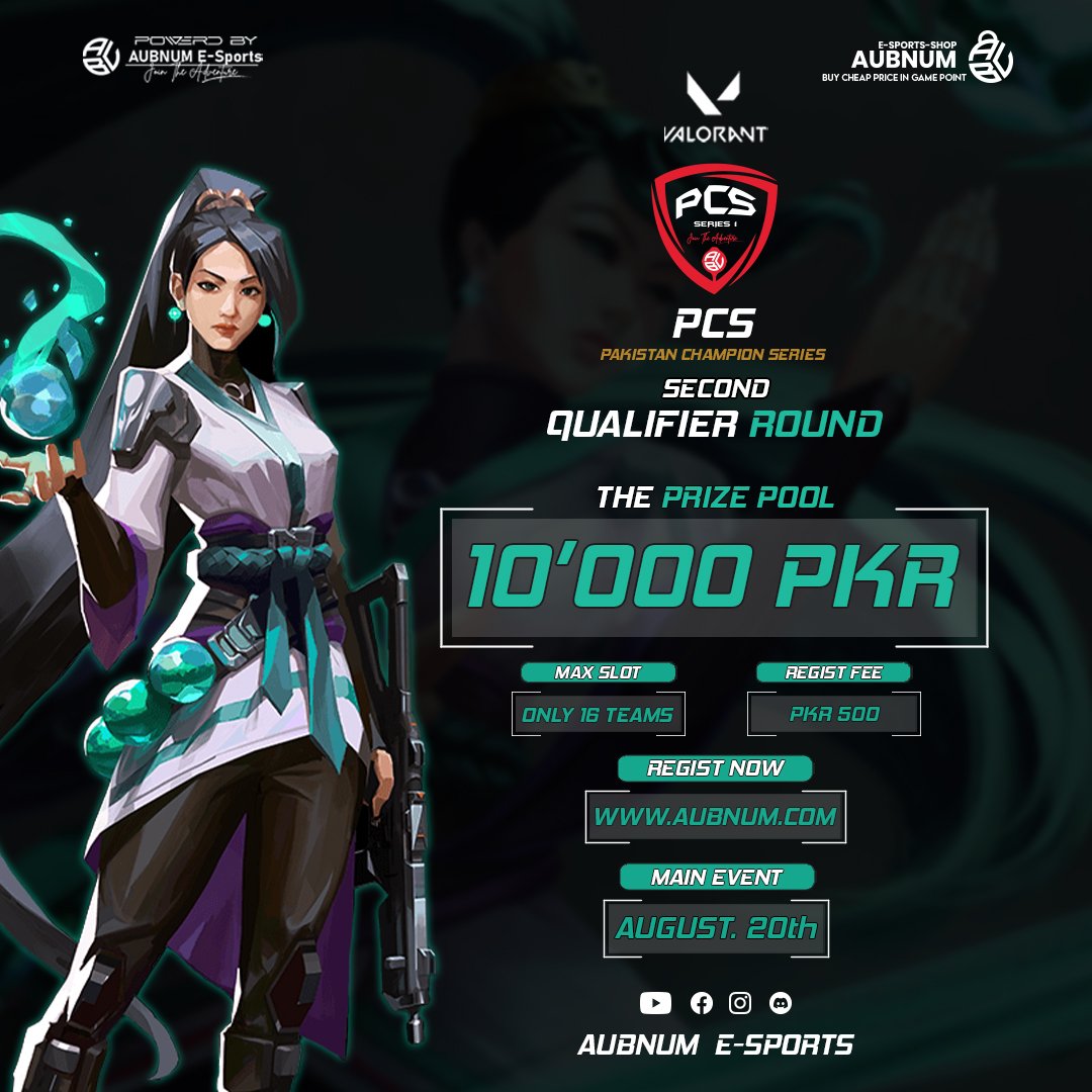 aubnumesports's tweet photo. "Grab your team and get ready for the Pakistan Champions Series qualifier 2 kickoff! Let's go!"

#aub #aubnumesports #aubnum #aubnum_gamers #valoranesports #valoranttournamentpakistan #valorant #pcs #pcsqualifiers2 https://t.co/I1LR2gF1Tn