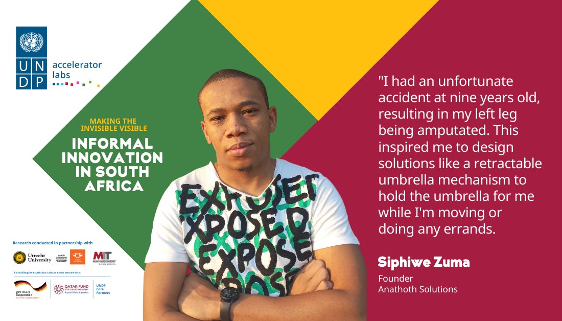 UNDPAccLabs's tweet photo. The Informal Innovation Report in South Africa reveals about 1 million 🇿🇦innovators whose activity was invisible before this research.

Learn more about how informal innovators like Siphiwe Zuma solve local problems &amp; address their household needs👇https://t.co/GSANmO0gwm https://t.co/cEmO1lE01S