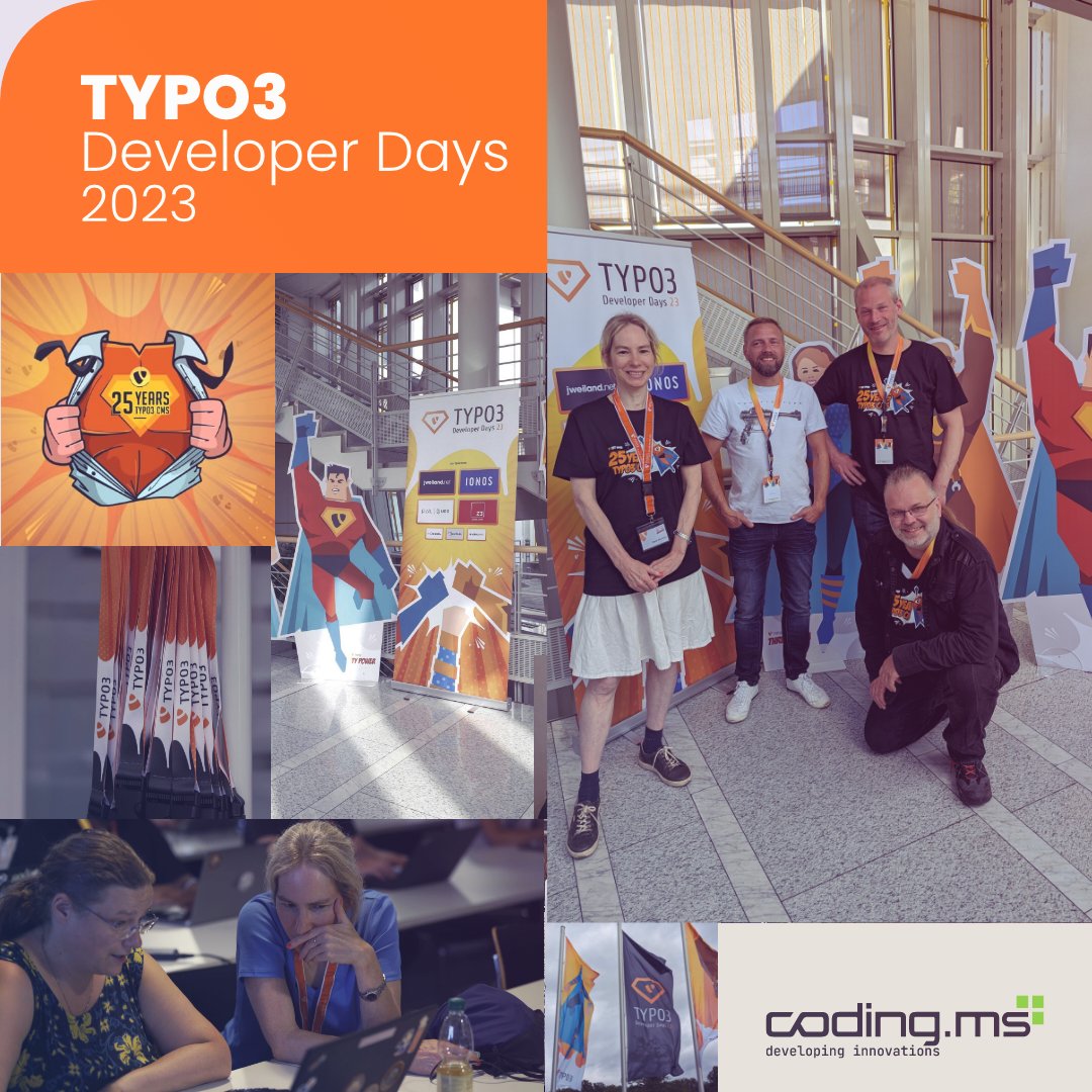 codingms's tweet image. Wir waren letzte Woche wieder bei den TYPO3 Developer Days in Karlsruhe. Von Donnerstag bis Samstag haben wir nicht nur viel Neues gelernt, sondern auch super Kontakte mit anderen Entwickler:innen geknüpft. 
Vielen Dank für das tolle Event @typo3 und @TYPO3Assoc