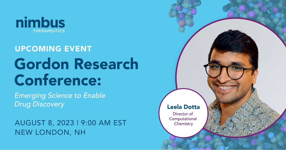 This week, Nimbus' Director of Computational Chemistry, Leela Dodda, will present at the Gordon Research Conference on Medicinal Chemistry on how Nimbus uses physics-based machine learning to identify inhibitors for difficult to drug targets.