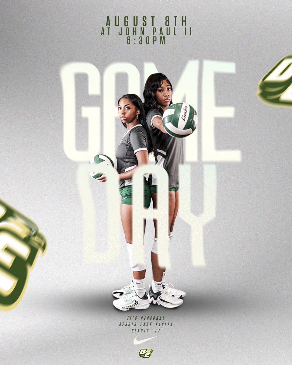 Desotovolley's tweet photo. And just like that we’re back!! Come join us as our season kicks off at John Paul II HS. See you there and Go Eagles!! 💚💛 https://t.co/Iv6WtK1HVM