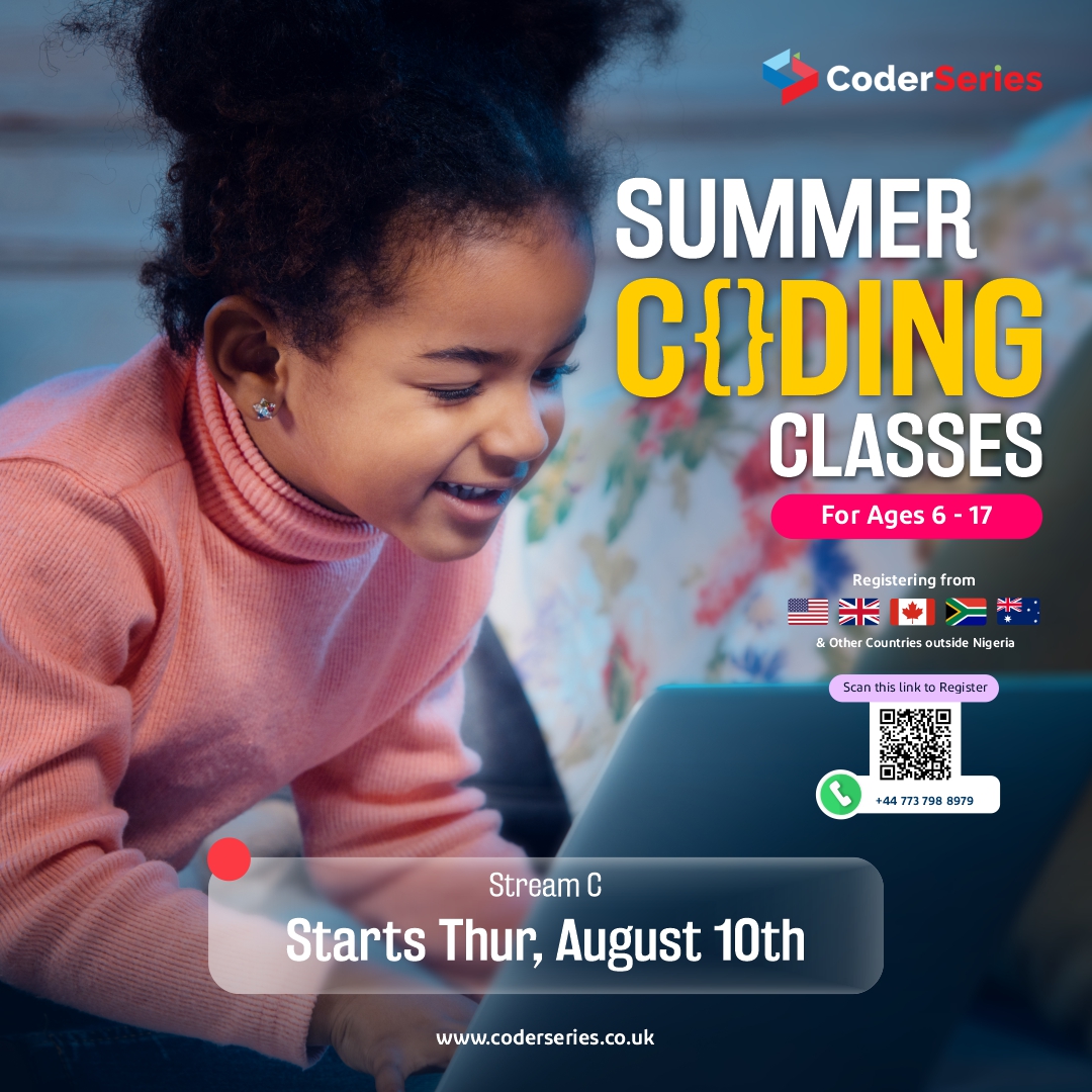 CoderSeries's tweet photo. Coder Series Summer Coding Classes has been running, and we're thrilled to have all the young tech enthusiasts on this Summer coding journey!
Our final coding class stream of the summer (Stream C) starts on August 10th. https://t.co/iyigTVx3mF