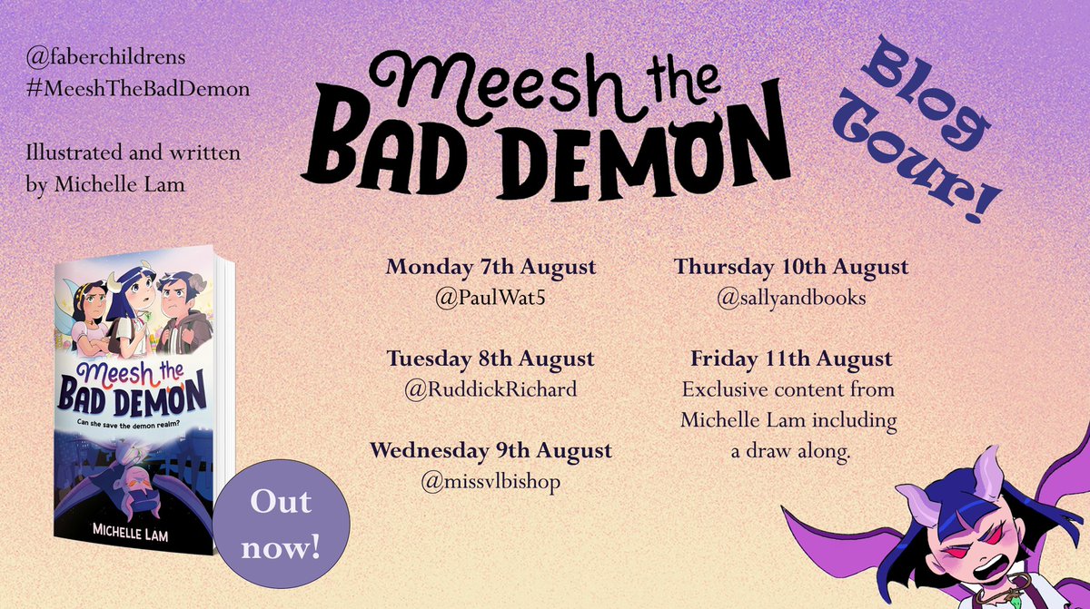Kicking off the #MeeshTheBadDemon blog tour for @FaberChildrens! To enter for the chance to WIN A COPY follow me and @FaberChildrens, Retweet and Like. Deadline 14th August UK only entries. thegreatbritishbookworm.wordpress.com/2023/08/07/mee…