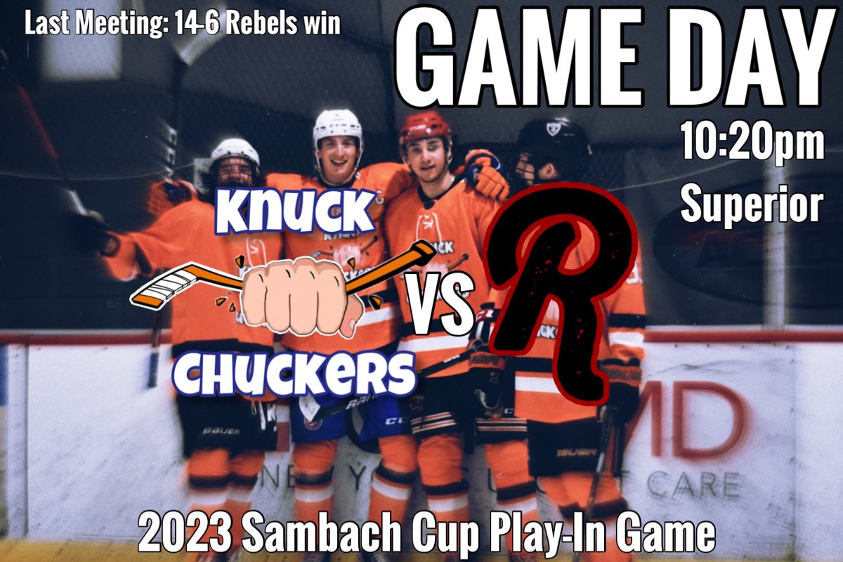 KnuckChuckers's tweet image. BEST TIME OF THE YEAR!
The Knucks look to shock the world as they kick off the 2023 SHL Postseason against the Rebels. Puck drop at 10:20pm. All fans in attendance will receive a rally towel.