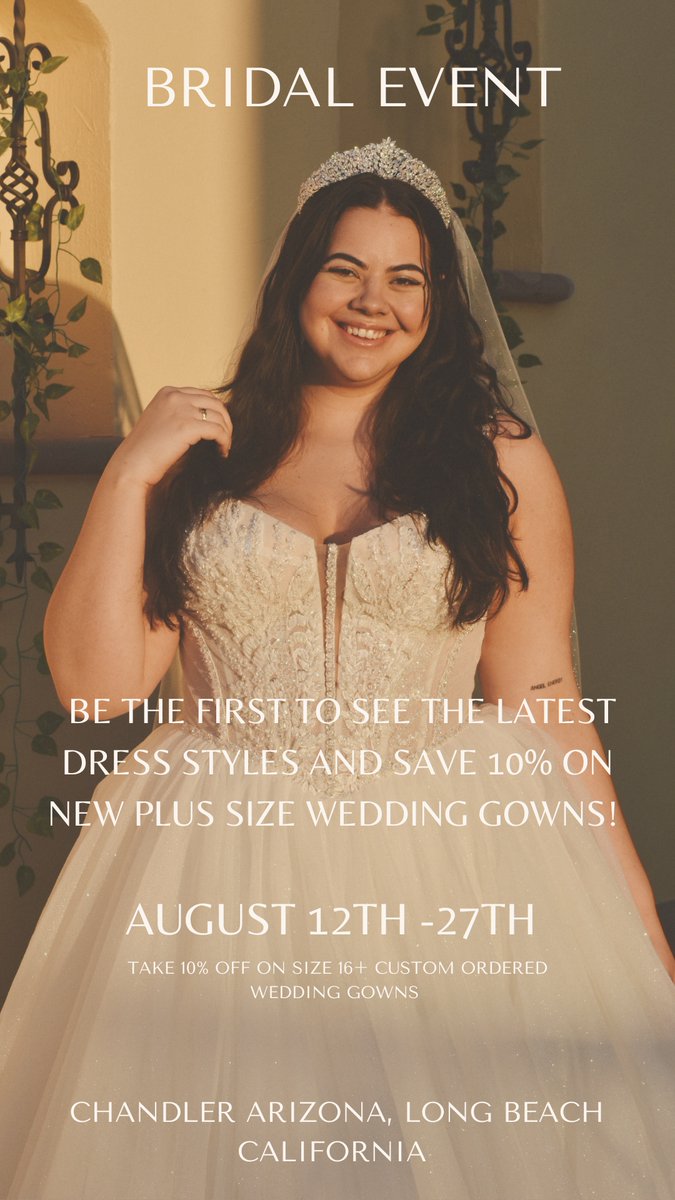 strutbridal's tweet image. 🚨Bridal Event! 🚨 Be the FIRST to see the latest plus size wedding dress styles and save 10% on custom ordered gowns! 💫Or save 15% off the rack plus size wedding gowns! 
#plussize #plussizeweddingdress #curvybride #plussizeweddinggown #saleweddinggown #weddingdresssale