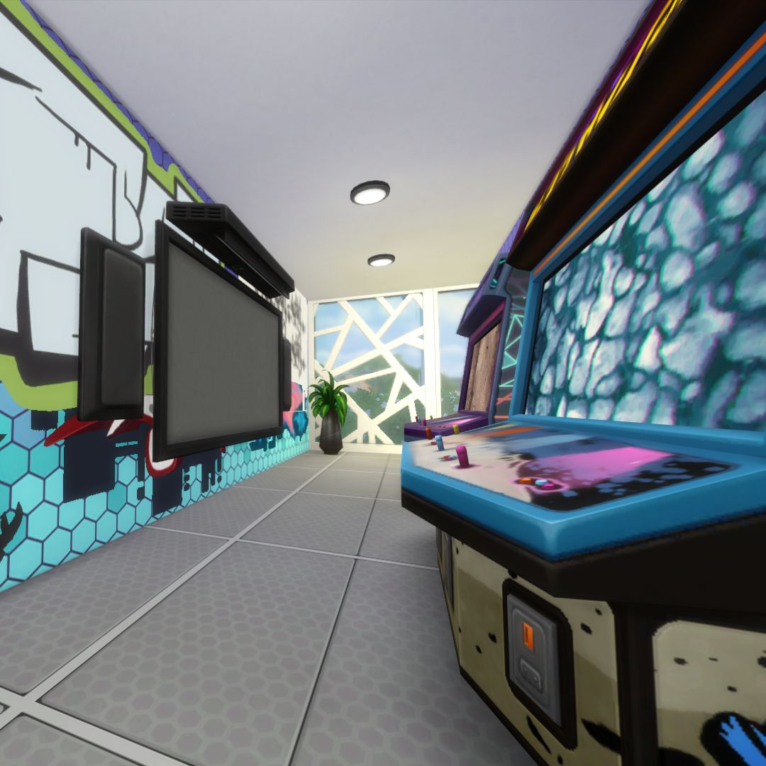 pacificcreates's tweet image. Join in the fun at this arcade, where there are plenty of spots for your sims to enjoy their video games! 🕹️🎮 

#ArcadeFun #SimsLife