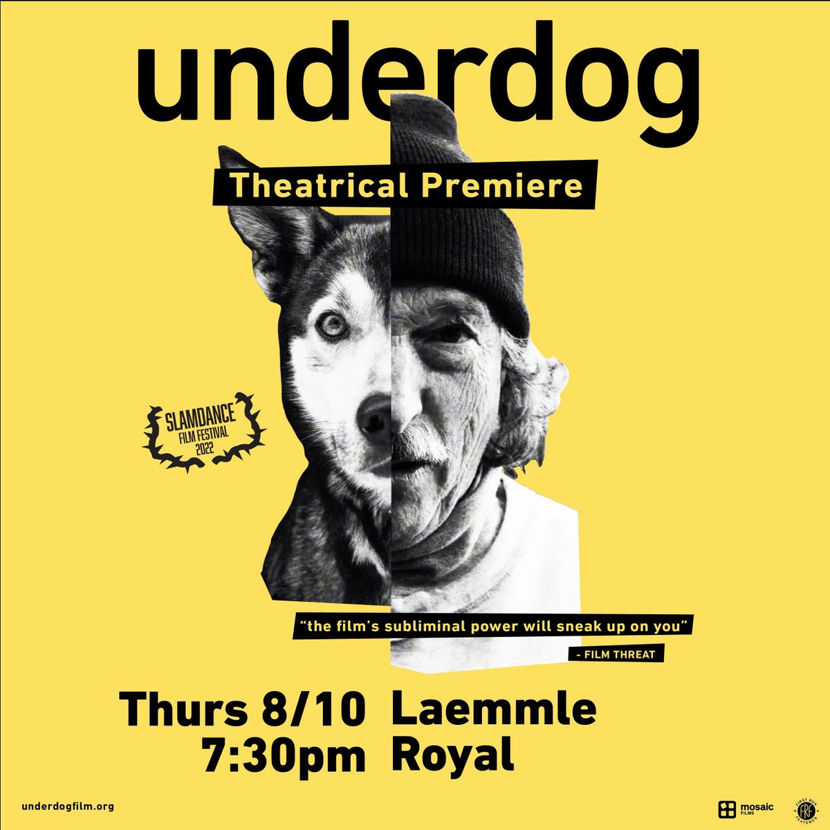 LA: Don't miss the theatrical premiere of #UNDERDOG at Laemmle Royal this Thursday, August 10th. Tickets here: laemmle.com/film/underdog