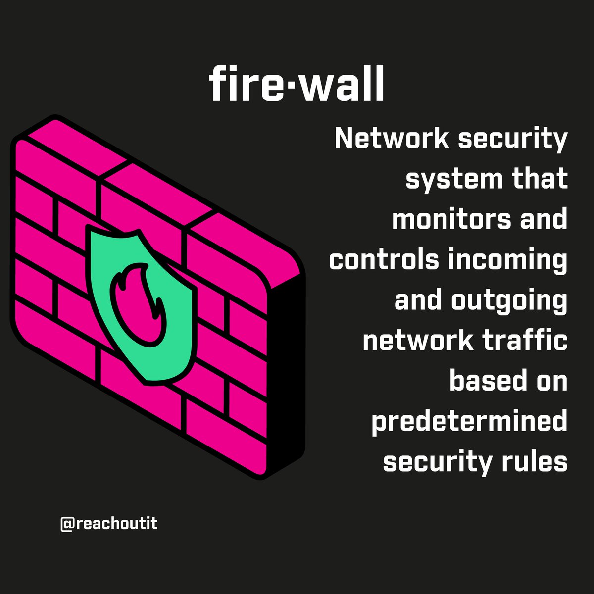 ReachOutIT's tweet image. A strong firewall is like a shield for your digital castle.

Make sure yours is active and properly configured to block unauthorized access to your devices and network.

#FirewallProtection #StaySafe