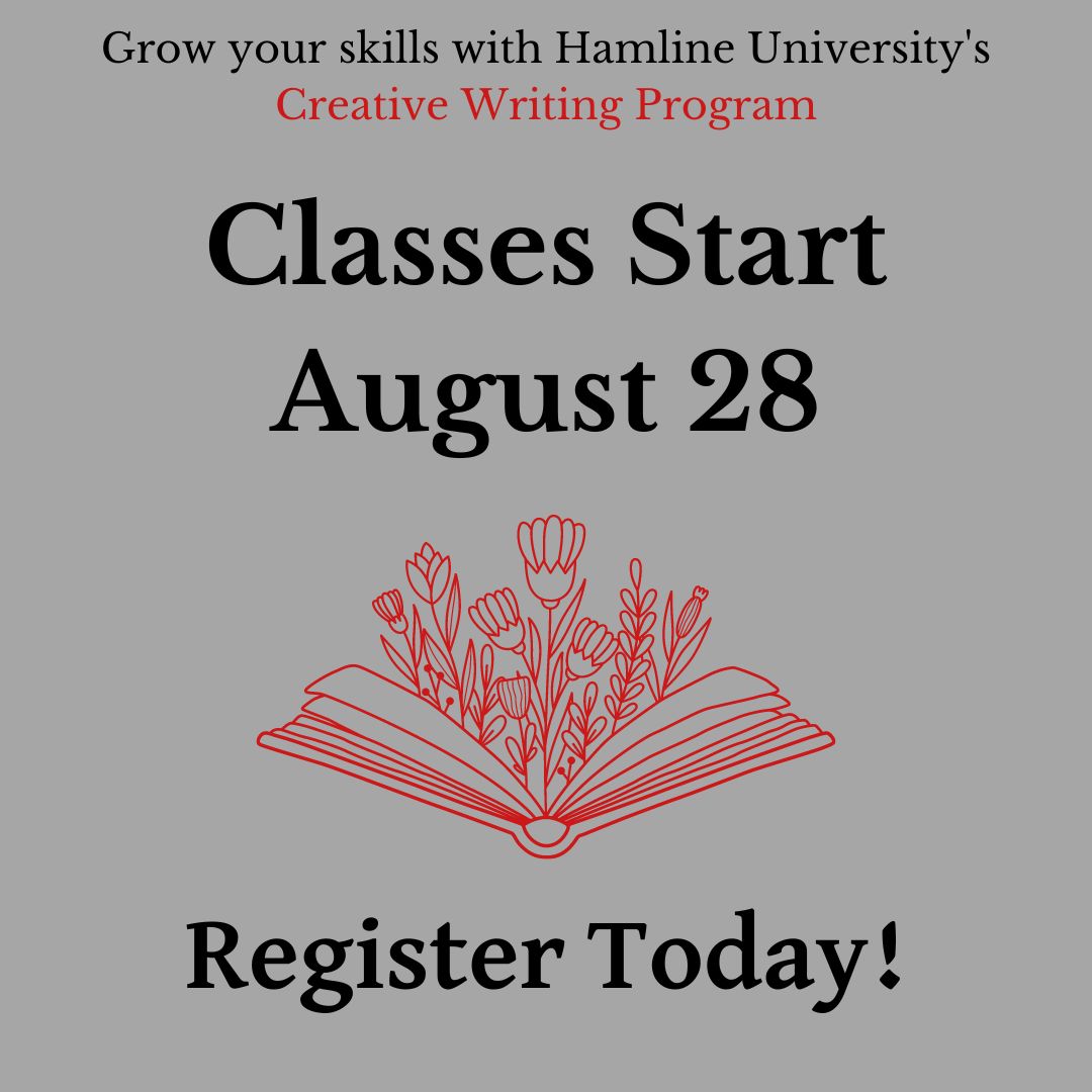 HamlineCWP's tweet photo. A new semester of classes starts at the end of this month!  Take the next step in your career and register! 

#education #writing #poetry #fiction #nonfiction https://t.co/Q7kEhZd1aZ