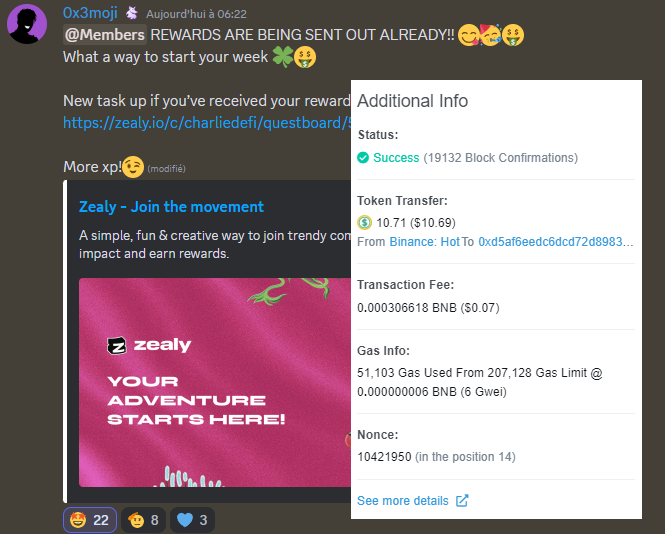 Hattab_Tayeb's tweet image. Random Number : Number 8 🍀🍀 🍀
@CharlieDeFiNews  ,
I want to say a big thank you for the reward I got from your amazing platform. I am very grateful and excited to be part of the DeFi revolution.
#CharlieDeFi  @charliedefinews
bscscan.com/tx/0x3b01f5173…