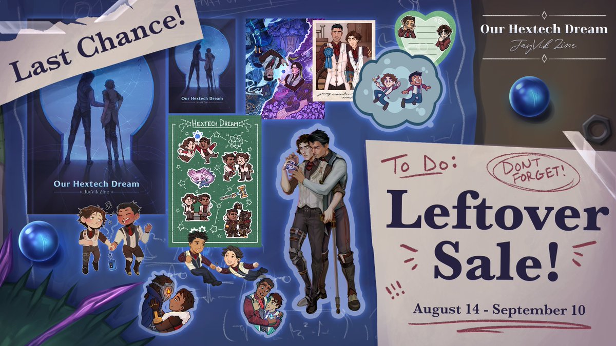 jayvikzine's tweet photo. 🔹 LEFTOVER SALES IN 1 WEEK! 🔹

This will be the last chance to get the Jayvik zine and all the merch! We have limited stock so make sure you don't miss out.

📅 Sales open Aug 14! https://t.co/JCQVoQzcEv