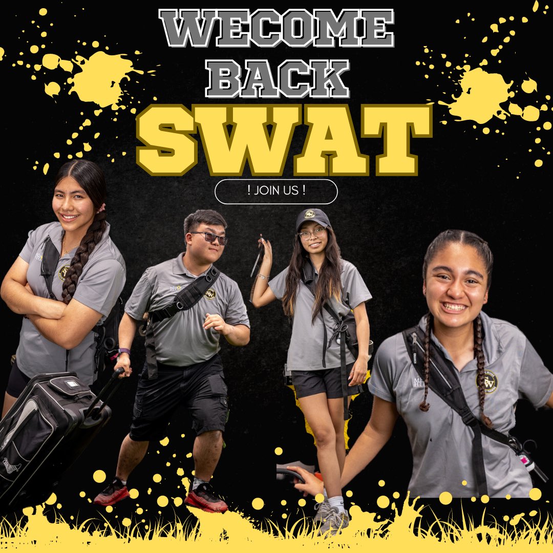 SWHSSWAT's tweet photo. We’re excited to see all our new and familiar faces today!! Let’s make this year a #greAT one!! See y’all at 4pm!! #ExceedingTheStandard #AT4ALL #safesidelines #SBISDproud https://t.co/W0CaqAQYOB