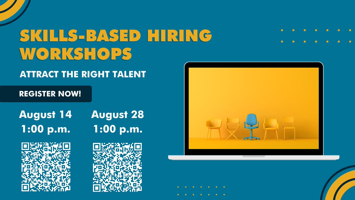 We have two FREE upcoming workshops on how to use skills-based practices during the hiring process. Learn how to source and recruit the talent you're struggling to find. Register today! August 14: bit.ly/ATRT814 August 28: bit.ly/ATRT828