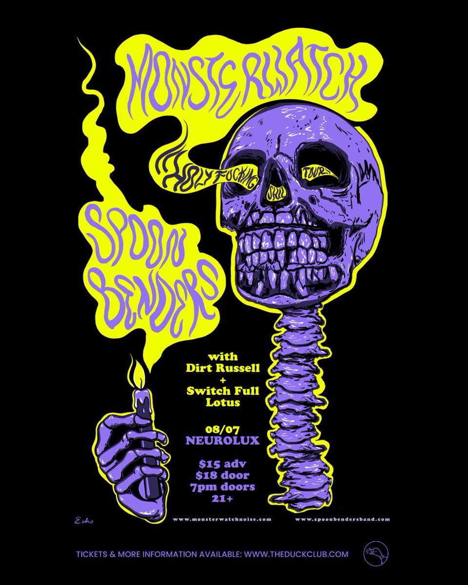 Duck Club (@duckclubboise) on Twitter photo TONIIIIGHT 💀 Come out to <a href="/neurolux/">neurolux</a> for a head-bangin' good time with Seattle punk band <a href="/monsterwatch/">MONSTERWATCH</a> + Portland shredder faves <a href="/spoonbenders/">Fernando Tarango</a> during a co-headlining show with support from <a href="/dirtrussell/">Dirt Russell</a> and Switch Full Lotus 7pm doors // tix at theduckclub.com/show/monsterwa… TONIIIIGHT 💀 Come out to <a href="/neurolux/">neurolux</a> for a head-bangin' good time with Seattle punk band <a href="/monsterwatch/">MONSTERWATCH</a> + Portland shredder faves <a href="/spoonbenders/">Fernando Tarango</a> during a co-headlining show with support from <a href="/dirtrussell/">Dirt Russell</a> and Switch Full Lotus 7pm doors // tix at theduckclub.com/show/monsterwa…
