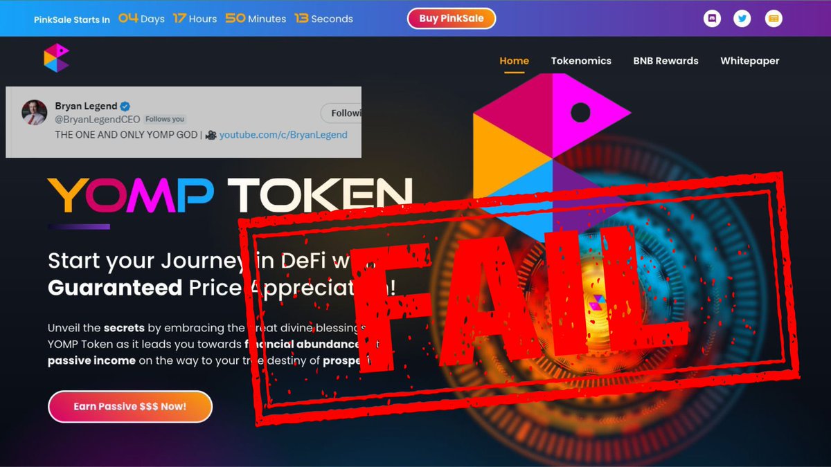 VIPMoneyFarm's tweet photo. Bryan Legend The Yomp God Didn't See This One Coming 😱
What happen to Yomp PinkSale? 
What fishy business going on? 🎣

➡️https://t.co/tveGQFKIJI

@BryanLegendCEO @yomptoken @YOMPDEFI #yomp #yomptoken #yompscam #safuu #safuugo #SGO https://t.co/ctR7cCcqp8