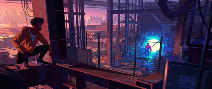 A concept painting I did for a deleted scene in #AcrossTheSpiderVerse