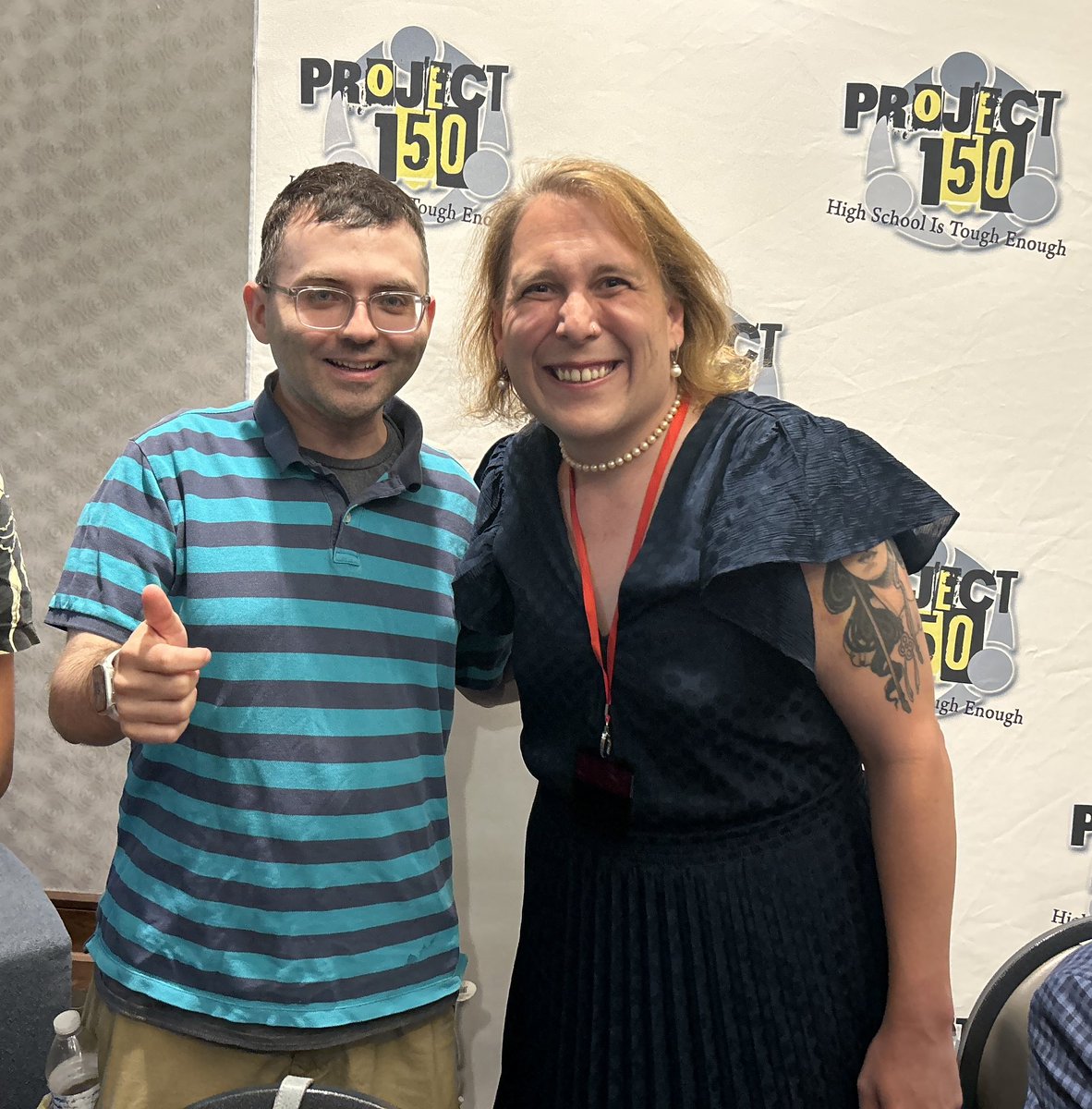 AmericaJR's tweet photo. I met Jeopardy! winners James Holzhauer, Brad Rutter & Amy Schneider at “Titan Throwdown 2” benefitting Project 150 in Las Vegas! #project150 #titanthrowdown2 #lasvegas #jamesholzhauer #bradrutter #amyschneider #jeopardy https://t.co/9gwYKEd5US