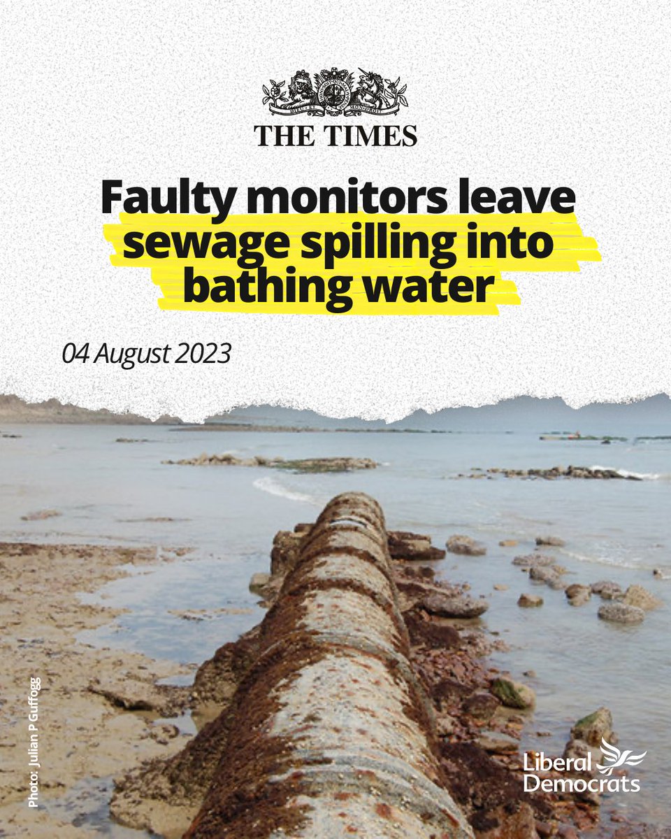 LibDems's tweet photo. This is a national scandal. These profiteering firms have been too busy stuffing their pockets instead of fixing basic infrastructure.

With all these broken monitors, we have no idea just how much sewage people are swimming in. https://t.co/yd6Weawe03