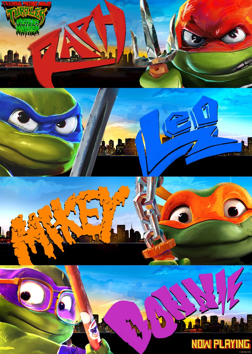 TMNTMovie's tweet photo. choose your fighter. get tickets now to see Teenage Mutant Ninja Turtles: #MutantMayhem now playing only in theatres! #TMNTMovie https://t.co/ysUtySWkv1 https://t.co/5dbx8N5s3t